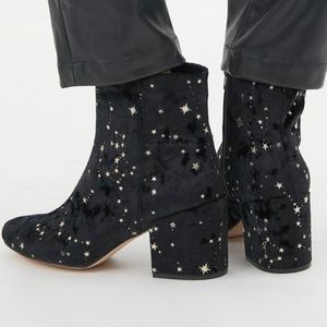 Urban Outfitters Margot Stars Moon Constellation Velvet Booties